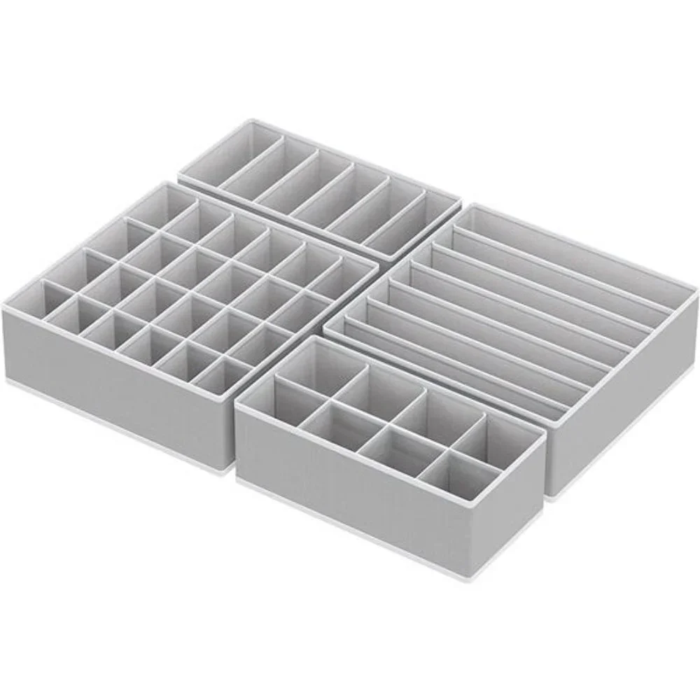 Closet Underwear Organizer Drawer Divider 4 Set, Gray